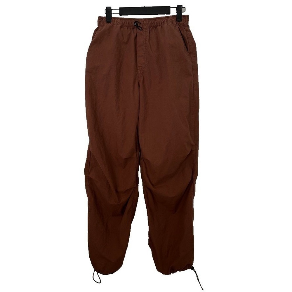 Zara Brown Ripstop Parachute Cargo Pants Baggy Adjustable Toggle Joggers Size 2